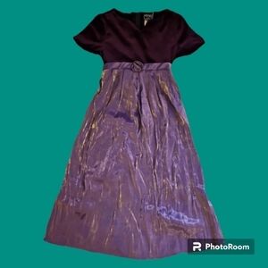 SWEET SODA Purple Velvet Metallic Irridescent Tie Waist Holiday Dress
